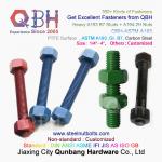QBH PTFE 1070 Red/Blue/Black/Green Coated 1/4-4 ASTM A193 B7 Threaded Rod Stud Bolt With A194-2H Heavy Hex Nut for sale