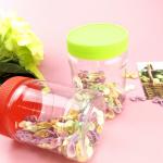 Recyclable 12oz Round airtight Plastic Jar With Black Lid for sale
