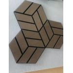 Wall Decoration Wood Veneer Acoustic Panels WPET Hexagon Slat Acoustic Wall Panel for sale
