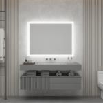 Swiveling Design Bathroom Mirror With Lights Eco Friendly Square Make Up Mirror for sale