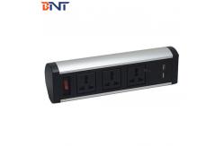 China Silver / Black Desktop Mounted Power Outlet , Desk Mounted Power Sockets supplier