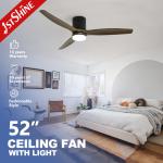 3 Natural Wooden Blades Low Profile 52 Inches Ceiling Fan With Led Light for sale