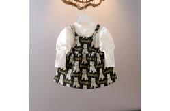 China 100cm Cartoon Bear Toddler Jacquard Strap Summer Dress Baby Long Sleeve Long supplier