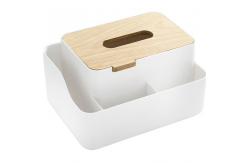 China Fashionable Bamboo Cover Plastic Tissue Box With Lid Household Use supplier