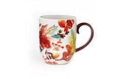 China Custom Printed Coffee Mugs Harvest Style Ceramic Mug With 3D Decal In Glaze supplier