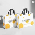 Pantone White Glossy Laminated Paper Bags Thank You Goodie Bags For Business for sale