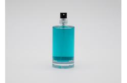 China Round Shape Glass Perfume Spray Bottles 50ml With Black Snap On Perfume Pump supplier
