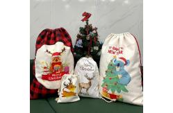 China Custom Logo Linen Sublimation Drawstring Bag Santa Sacks Sublimation Blank Christmas Gift Bags supplier