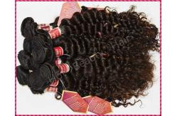 China Weft Deep Wave Peruvian Virgin Remy Human Hair Extensions Black 14 - 28 supplier
