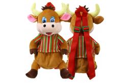 China 3D Modeling 30cm Christmas Cow Plush Backpack For Kids supplier