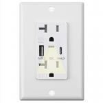 Warm White Night Light USB Outlet 20A 125V 60Hz 5V 4.2A for sale