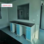 Customized Made 4 Cupboards Blue Laboratory Workbench Lab Bench  Constructed with Full  Steel for sale