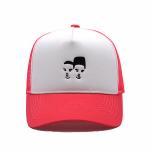 White and Pink Human Head Cotton Trucker Mesh Cap Embroidered Logo for sale