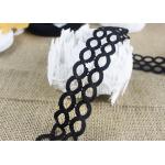 Polyester Hollow Out Water Soluble Black Lace Ribbon Trim Double Oval Pattern