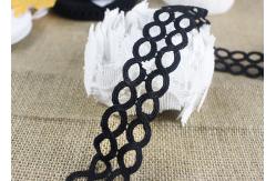 China Polyester Hollow Out Water Soluble Black Lace Ribbon Trim Double Oval Pattern supplier