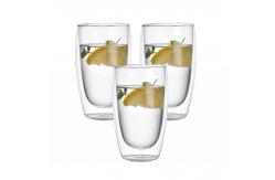 China Espresso Mugs Double Wall Glass Cup 450ml Capacity Heat Resistant For Cafe supplier