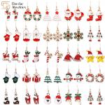 Elk Snowman Santa Silver Christmas Earrings , Xmas Tree Womens Holiday Earrings for sale