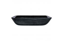 China Rectangular Tempered Glass Sink Vessel Bathroom CNC Engraving Hot Melt supplier