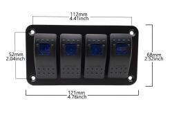 China 13.2CM Flame Retardant 4 Gang Rocker Switch Marine Toggle 240W supplier