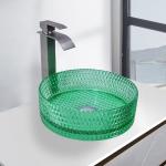 Transparent Green Wall Mounted Glass Bowl Basin Bathroom Wash Basins for sale