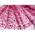 Colored Handmade 3D Flower Lace Fabric , Scalloped Embroidered Mesh Lace Fabric for sale