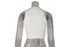 China Round Neck Hollow Halter Sleeveless Knit Crop Top supplier