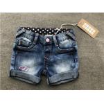 Casual Kids Denim Jeans Girls Mid Thigh Denim Shorts With Dots Woven Contrast Lining for sale