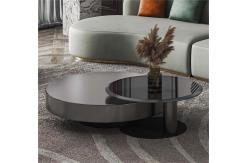 China 80X32 Stainless Steel Circle Round Glass Top Coffee Table Black Gold Base supplier