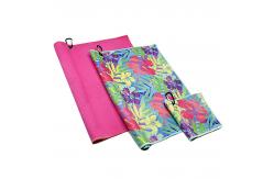 China Absorbent Microfiber Waffle Golf Towels With Clip Custom Printed Logo supplier