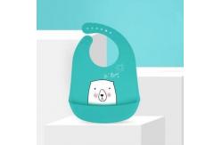China Free BPA Washable Silicone Baby Bibs Adjustable Snaps With Pocket supplier
