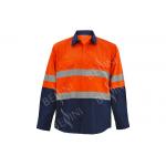 Multi Pockets Custom Work Shirts Reflective Work Clothing Contrast Colors for sale