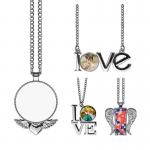 Sublimation Photo Necklace Blanks Wings Pendant Ornament Diy Printing Customized Logo Sublimation Angel Wing Necklace for sale