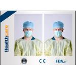 Yellow Disposable Isolation Gowns One Time Use Knitted Cuff Barrier Gowns Against Liquid for sale