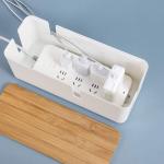 Plastic Small Cable Management Box With Bamboo Lid