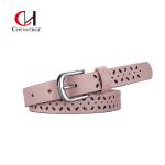 ODM Classic Leather Belt Womens Pink Young Fashion Needle Button Hollow Out for sale