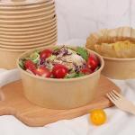 Custom Hot Soup Disposable Kraft Paper Salad Bowl 46oz With Lid for sale