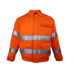 CVC 55% Cotton 45% Polyester 245 GSM Orange Reflective Jacket Three Flap Pockets for sale