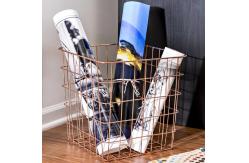China Carbon Steel Rectangle 13 Inch Wire Basket Copper Magazine Storage Basket supplier