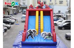 China Spiderman Cartoon Dual Lane Inflatable Water Slides supplier