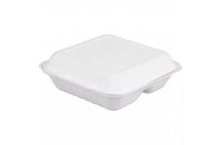 China Biodegradable Eco Friendly 3 Compartment Bagasse Clamshell Containers 8 10 Inch supplier