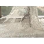 White Tulle Corded Bridal Stretch Lace Fabric , Floral Embroidered Wedding Dress Lace Fabric for sale