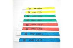 China Custom Logo Printing Tyvek Paper Wristbands Waterproof Adjustable Size Snap Closure supplier