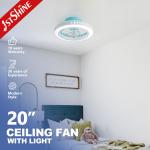 Flush Mount Modern Bladeless Ceiling Fan 3 Color Led Light Quiet Dc Motor for sale