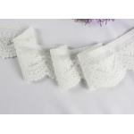 Ivory Cotton Vintage Embroidered Lace Trim , Wedding Dress Scalloped Lace Ribbon for sale