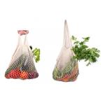 Green Cotton Mesh Vegetable Veggie Reusable Grocery Tote Bag for sale