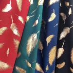 OEM Bronzing Floral Foil Polyester Woven Fabric Leaf Printing for sale