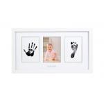 3 Windows Wooden Baby Hand and Footprint Photo Frame With Clean Touch Ink Pad for sale