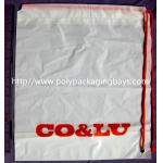 Personalized CPE / LDPE Plastic Drawstring Backpack Shopping Shoulder Tote Backpack for sale