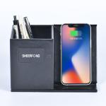 Creative Wireless Charging Desktop Pen Holder Multipurpose Leather Office for sale