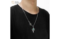 China Turquoise Pendant Titanium Steel Maple Leaf Necklace Goro Takahashi Engraved supplier
